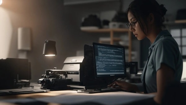businesswoman researching the best ETHERFAX alternative while sitting at a desk